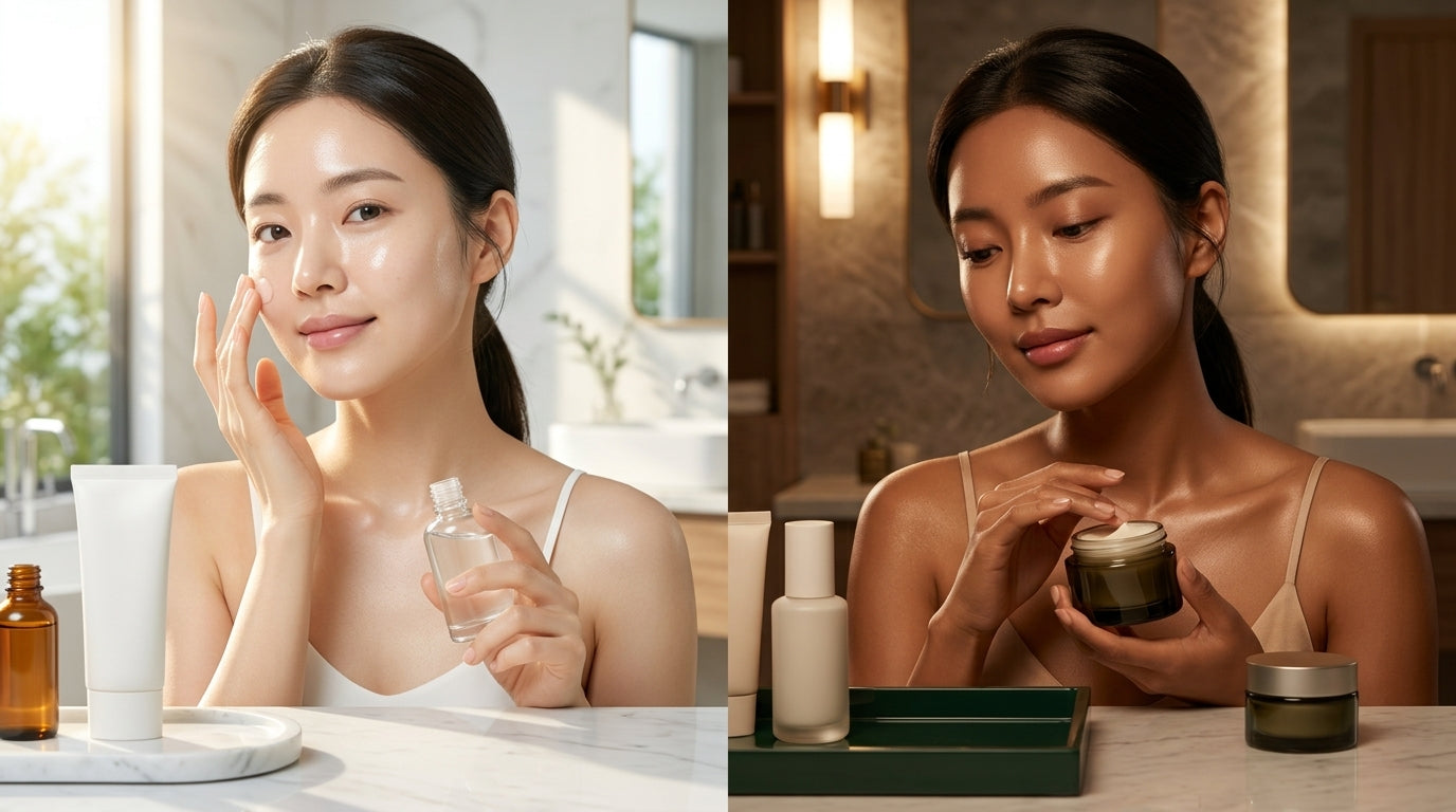 Korean morning night skincare routine