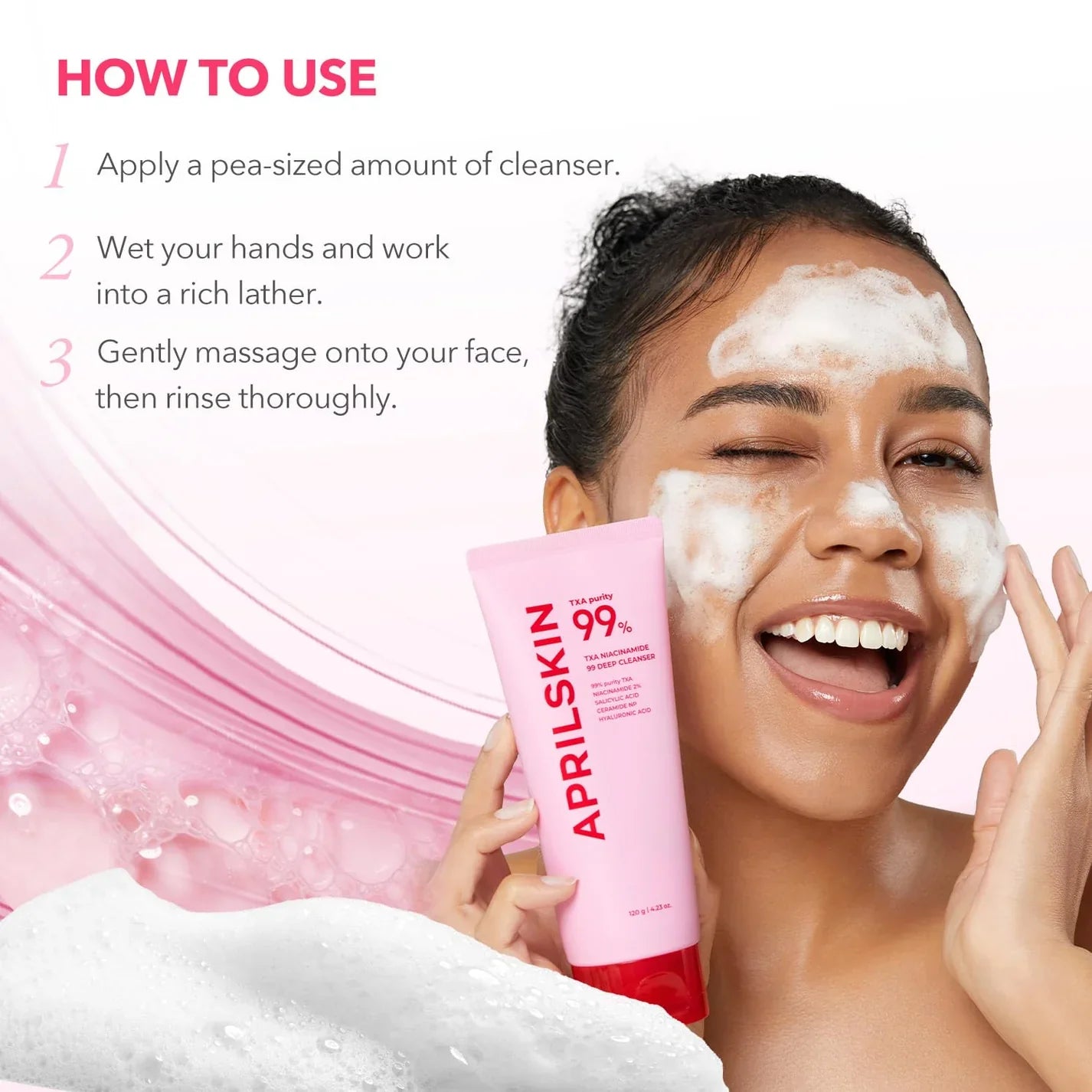 APRILSKIN TXA Niacinamide 99 Deep Cleanser facial cleanser formulated with niacinamide for deep cleansing and brighter-looking skin.