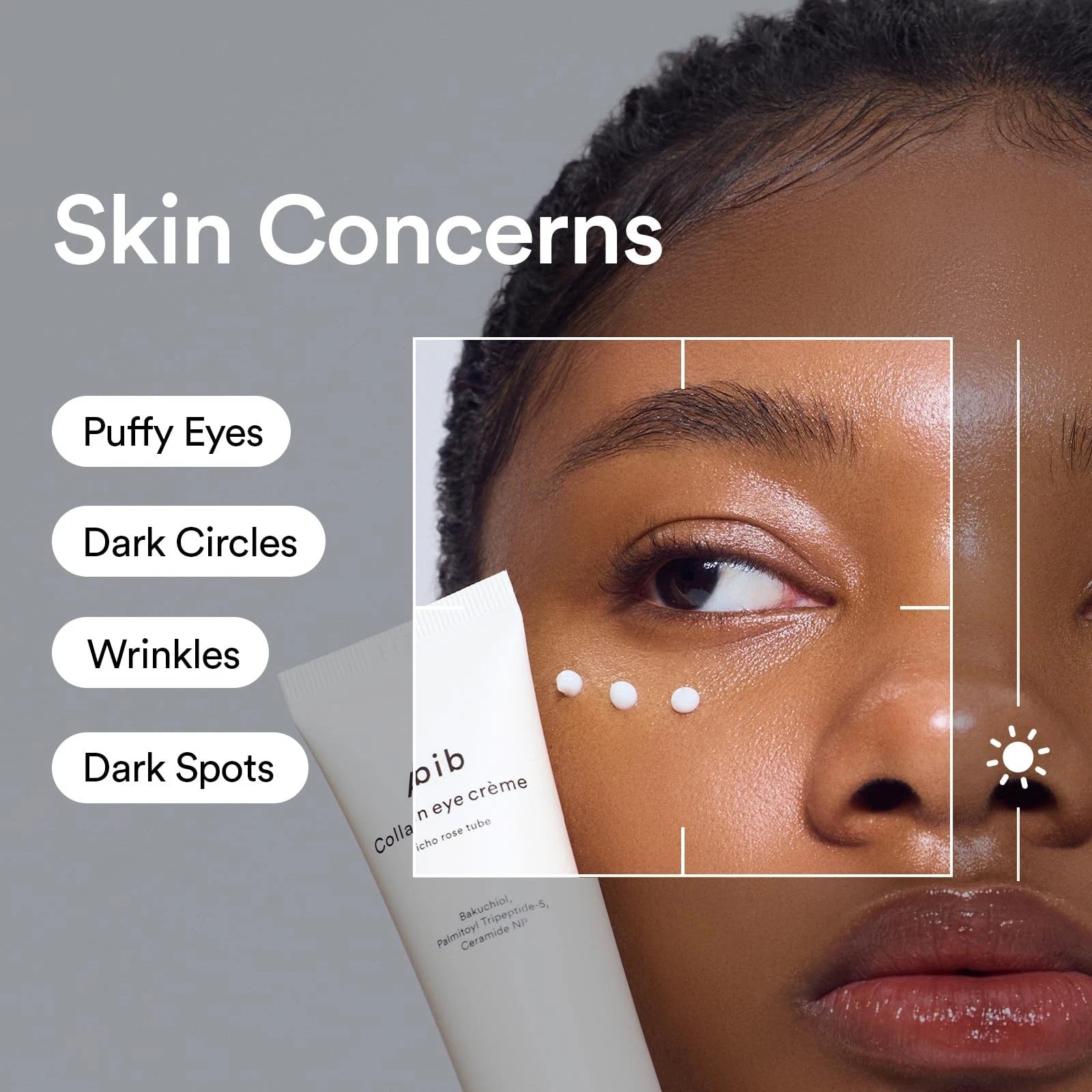 Firming under-eye cream with niacinamide bakuchiol caffeine and peptides