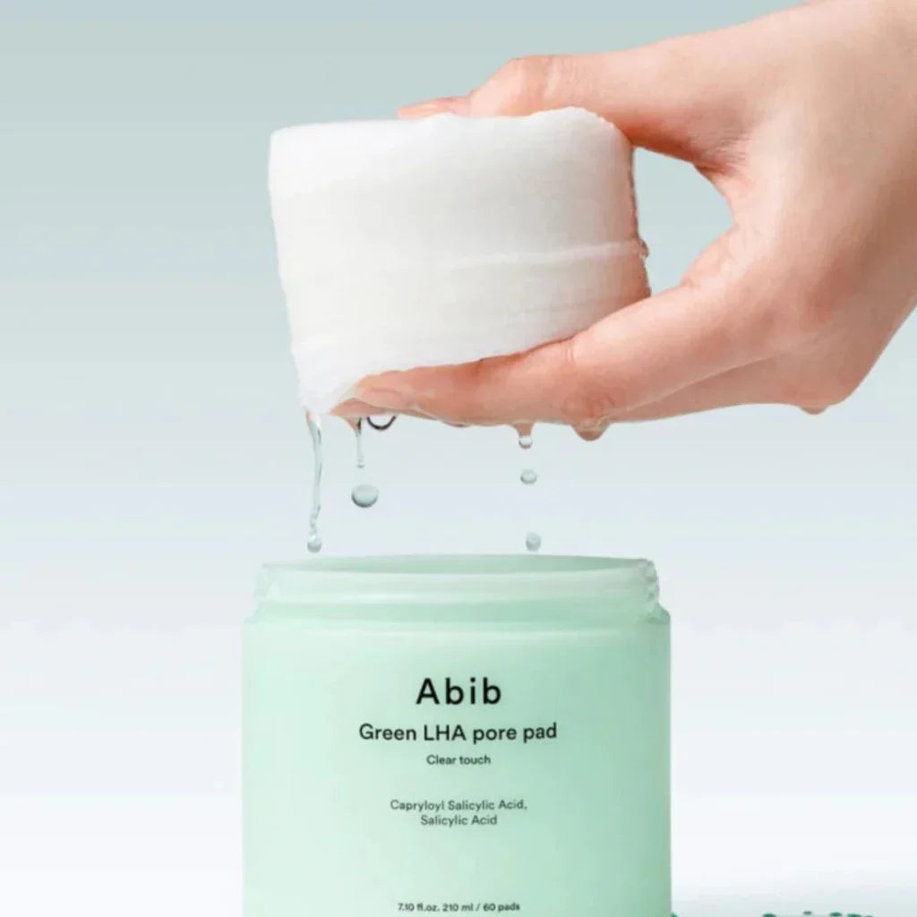 Abib Green LHA Pore Pad Clear Touch displayed on a clean background, showcasing pore care and skin-texture refining benefits.