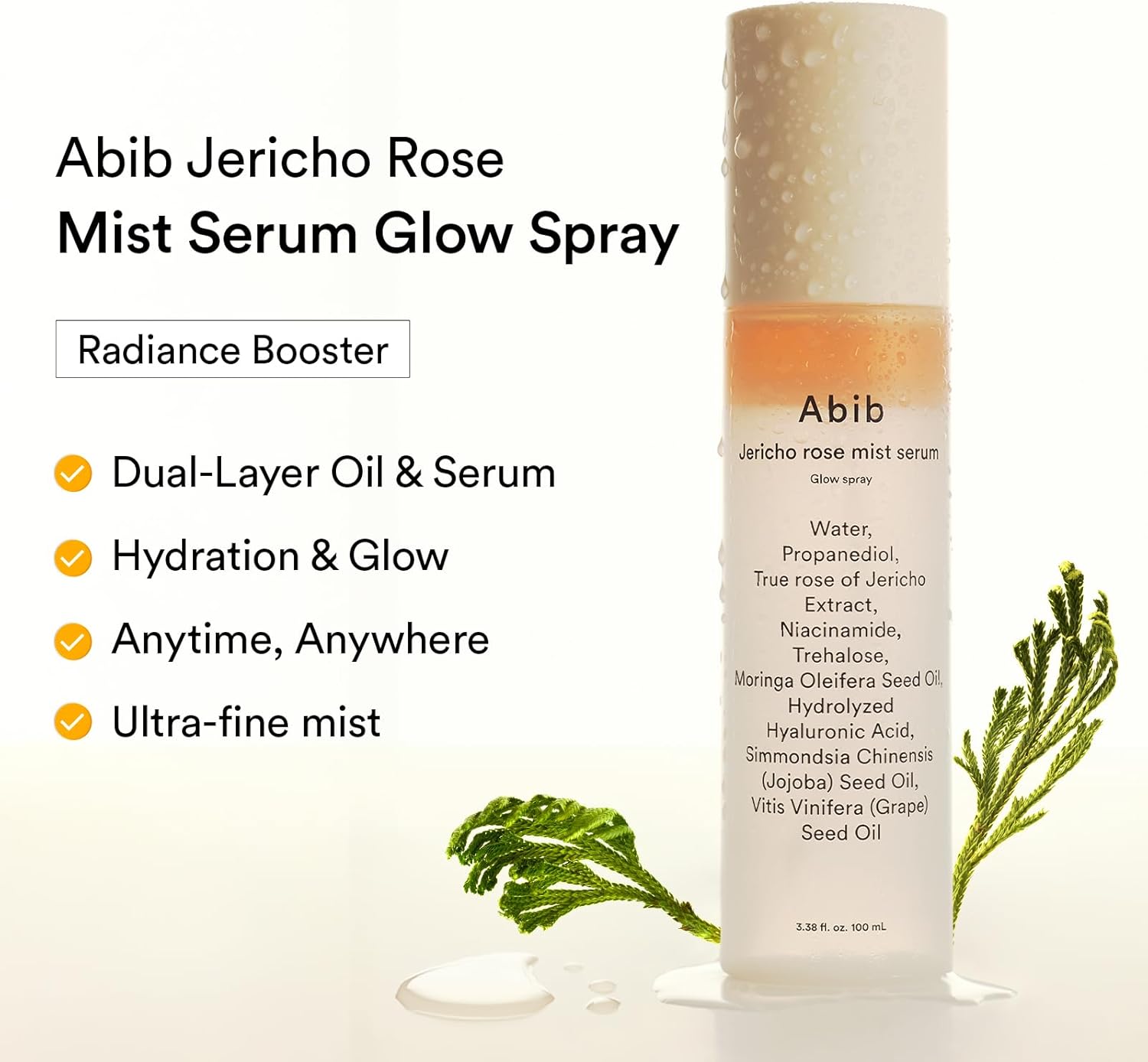 Dual-layer oil and serum mist for glass skin glow
