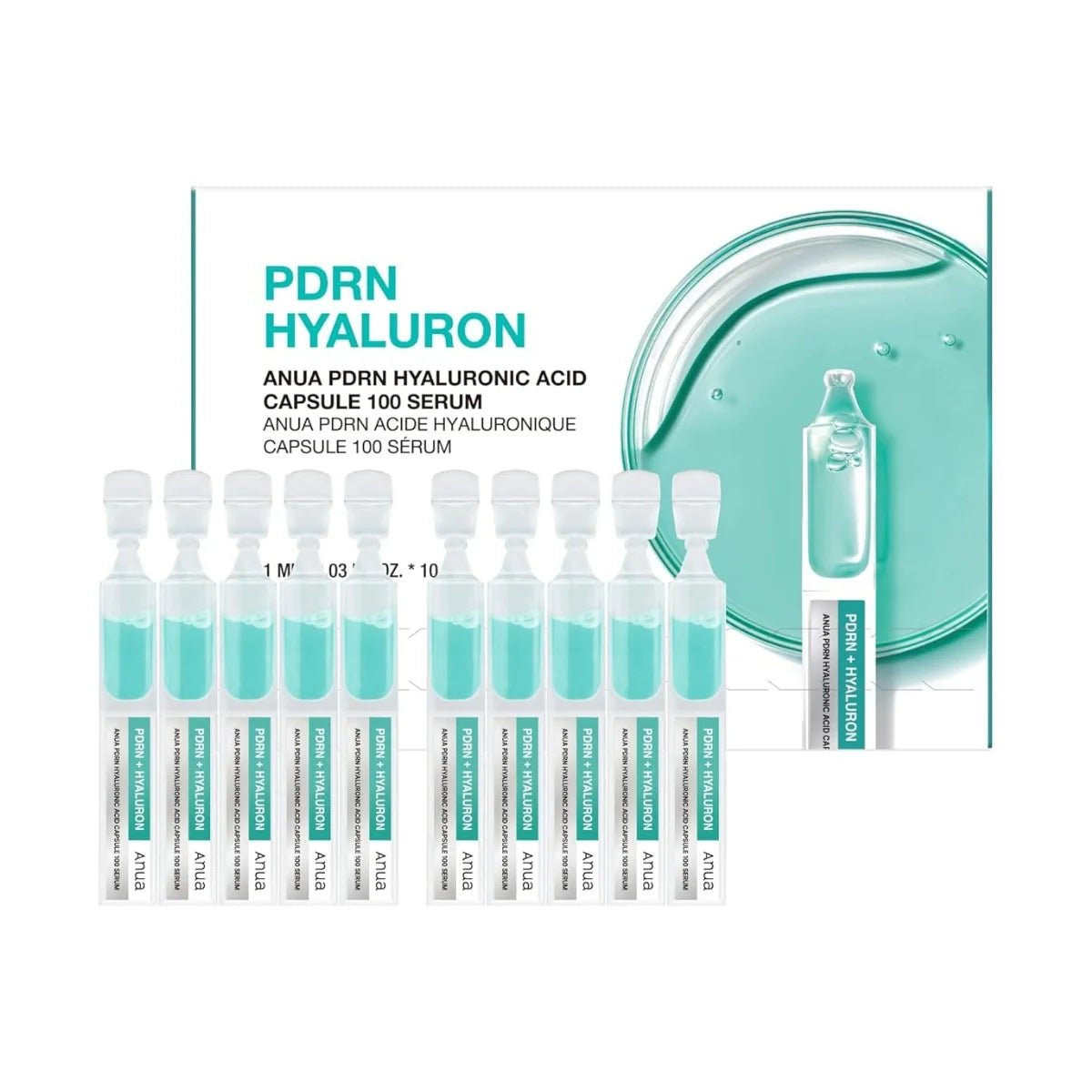 Anua PDRN Hyaluronic Acid Capsule 100 Serum - Emerald hydration serum for radiant glass skin