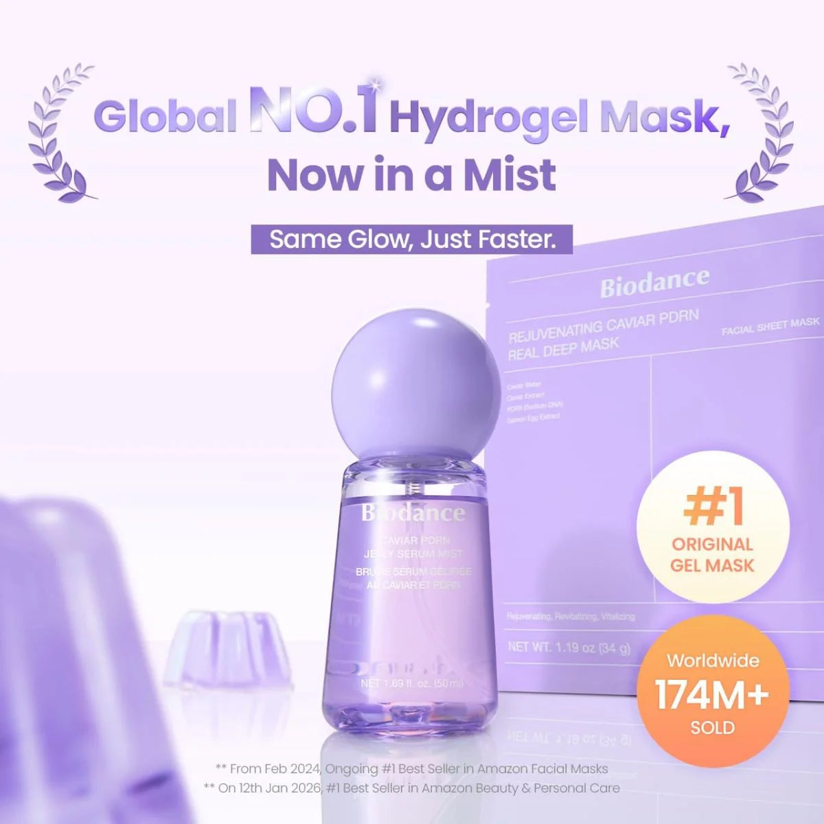 Innovative hydrogel mask experience in a mist for on-the-go intensive hydration