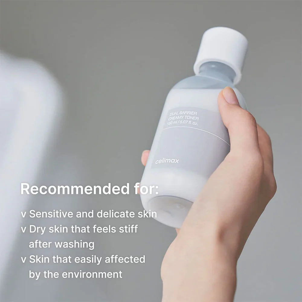 Celimax Dual Barrier Creamy Toner – hydrating prep step for softer smoother skin
