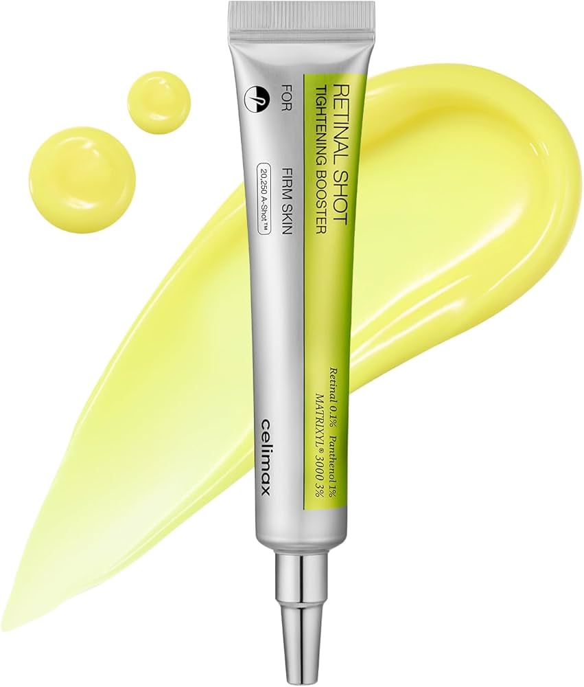 Celimax THE VITA-A Retinal Shot Tightening Booster skincare serum bottle with advanced retinal formula for firming and tightening skin.