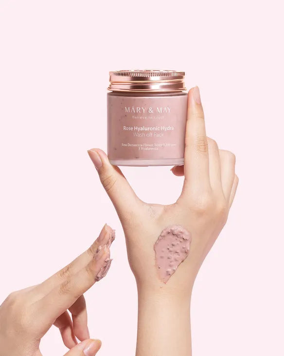 Mary&May Rose Hyaluronic Hydra Wash Off Pack Duo Set — rose hyaluronic wash-off mask duo set