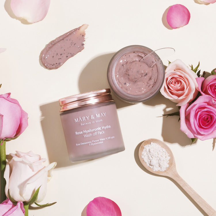 Mary&May Rose Hyaluronic Hydra Wash Off Pack Duo Set — rose hyaluronic wash-off mask duo set