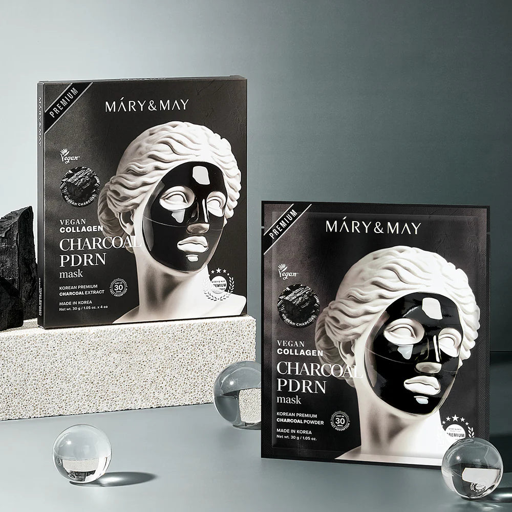 Mary&May Vegan Collagen Charcoal PDRN Mask — vegan collagen charcoal PDRN sheet mask
