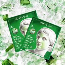 Mary&May Vegan Collagen Fresh Aloe Mask — aloe soothes and hydrates skin