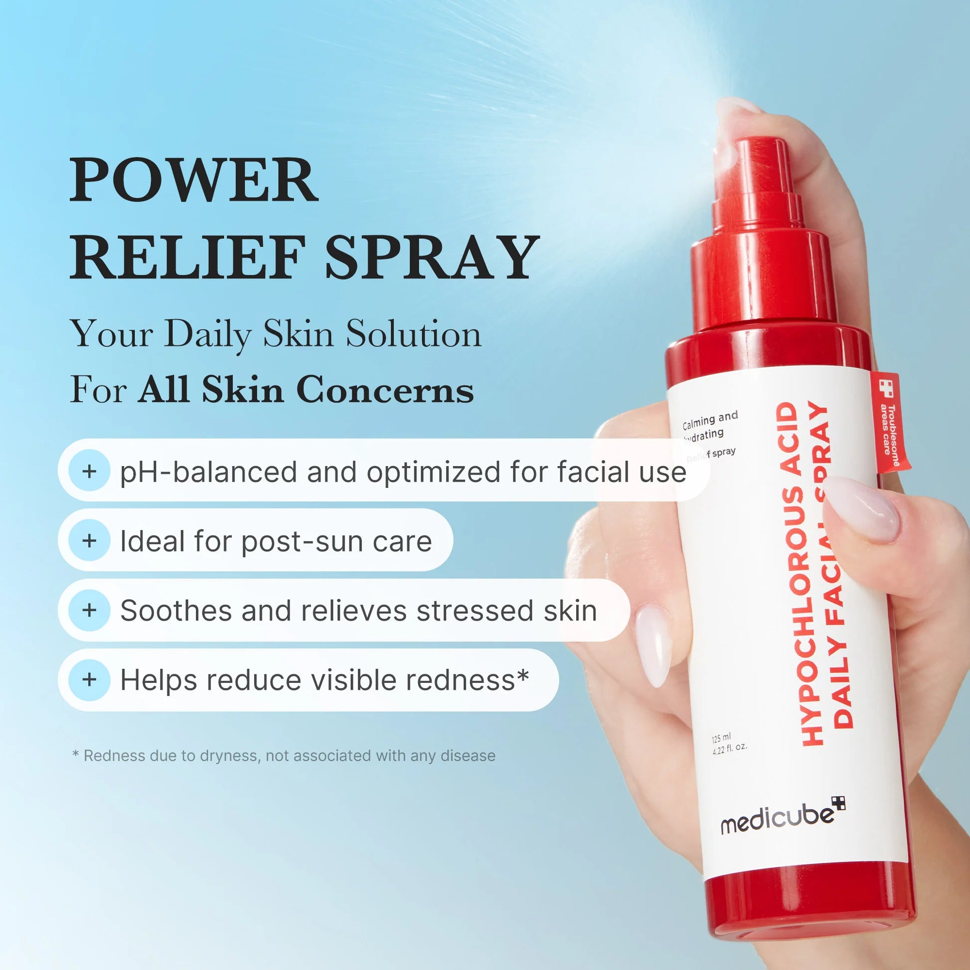 Medicube Hypochlorous Acid Daily Facial Spray for soothing, refreshing and calming skin
