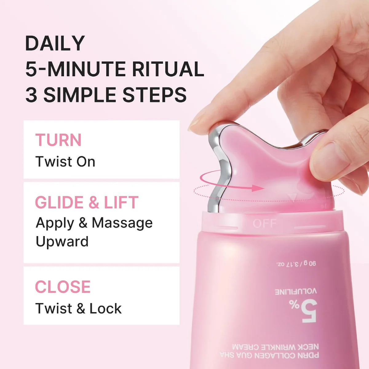 5-minute daily sculpting ritual with built-in gua sha for lifted jawline and neck