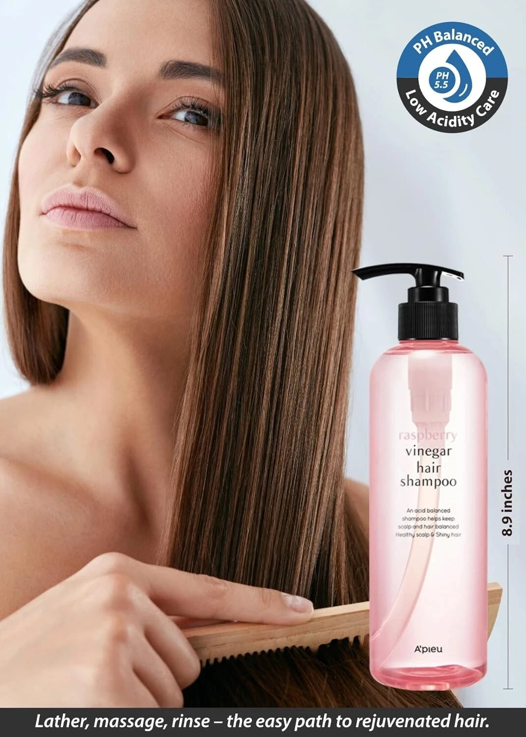 Raspberry vinegar shampoo with 1,000ppm vinegar and 10,000ppm raspberry extract