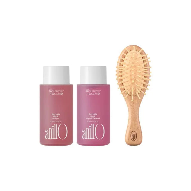 anillO Rosy Night Repair Hair & Brush Mini Set