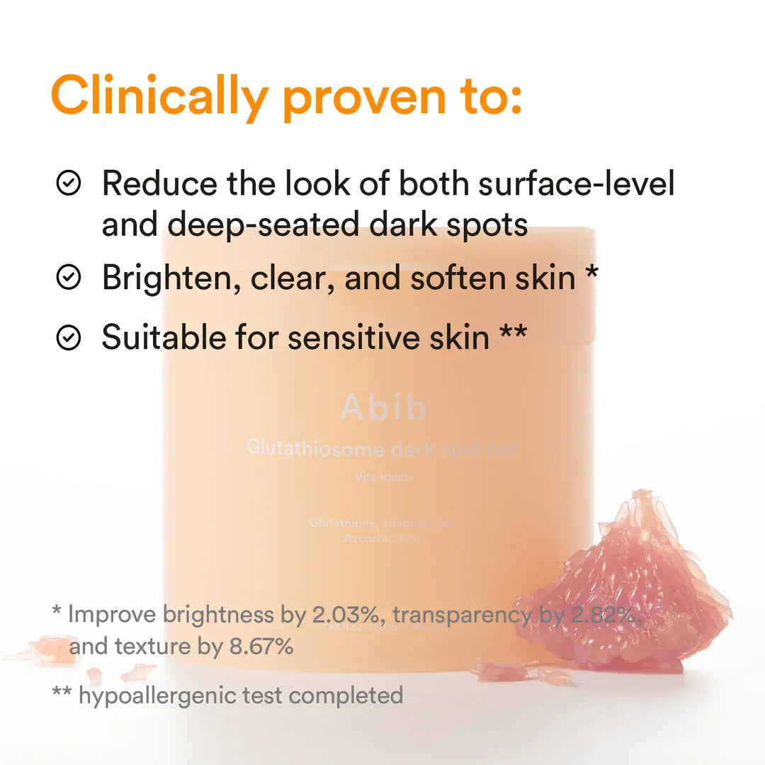 Abib Glutathiosome Dark Spot Pad Vita Touch – Soothes with Madecassoside & Beta-Glucan