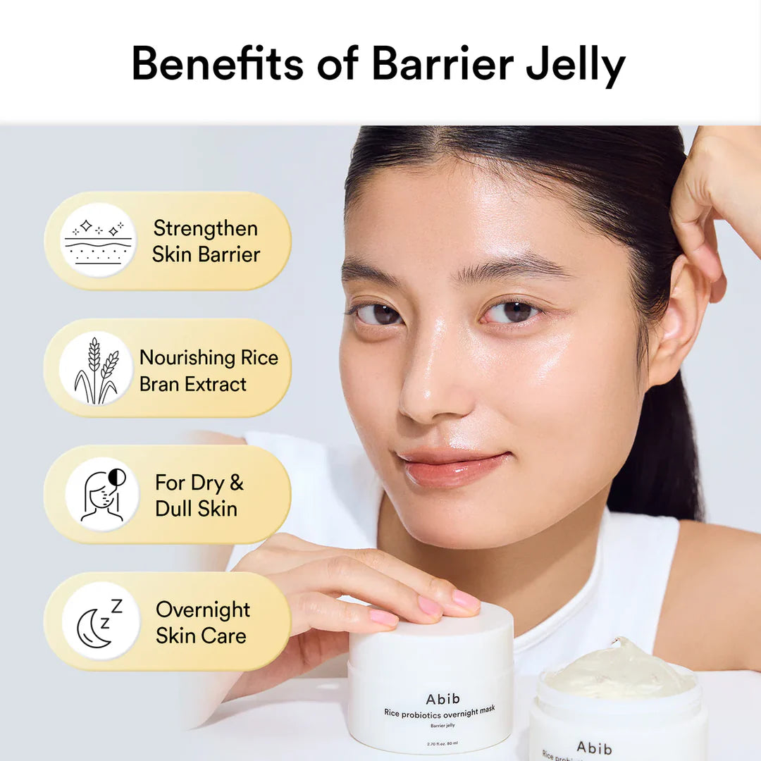 Abib Rice Probiotics Overnight Mask Barrier Jelly – Jelly Texture Melts Into Skin