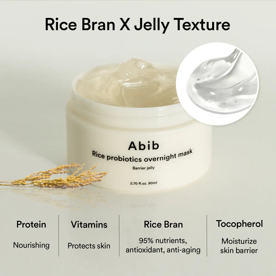Abib Rice Probiotics Overnight Mask Barrier Jelly – Sodium Hyaluronate, Adenosine & Allantoin