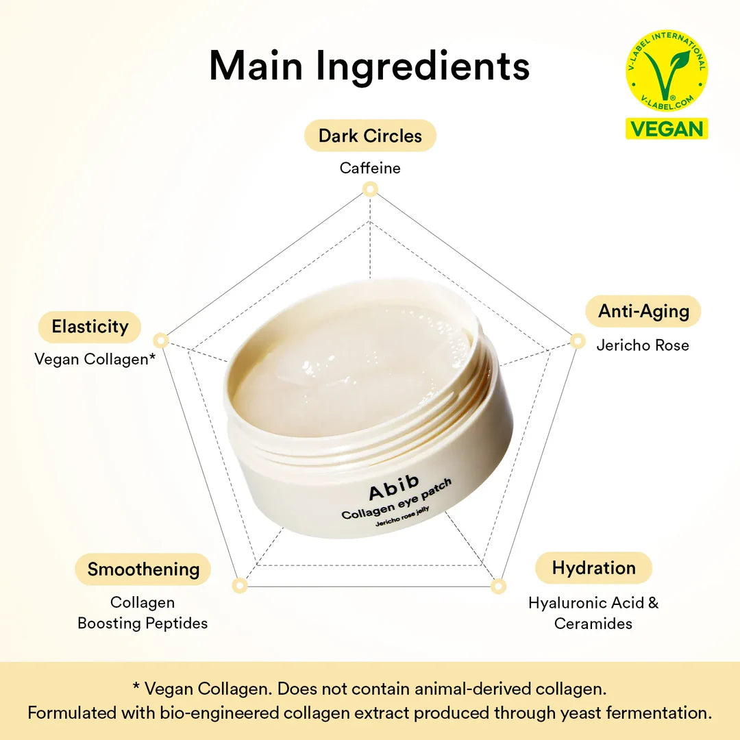 Abib Vegan Collagen Eye Patch Jericho Rose Jelly – De-Puffs Tired, Swollen Under-Eyes