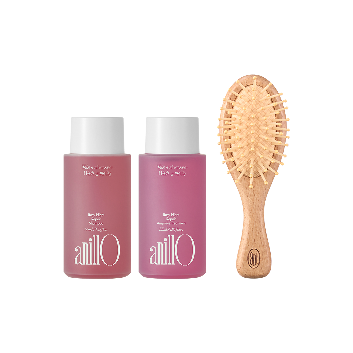anillO Rosy Night Repair Hair & Brush Mini Set