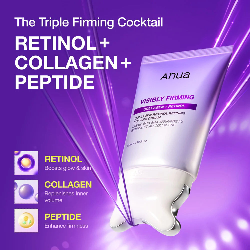 ANUA Collagen Retinol Refining Gua Sha Cream — retinol helps smooth fine lines and refine texture