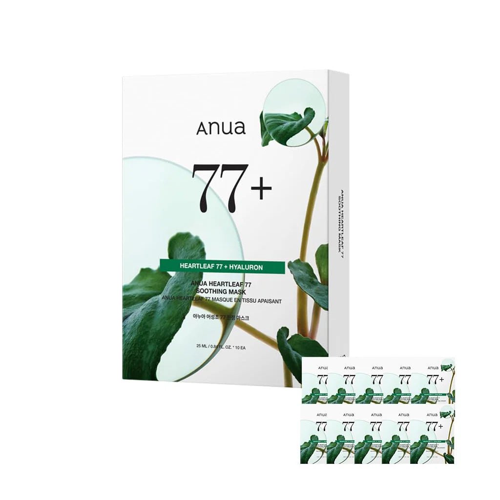 ANUA Heartleaf 77% Soothing Sheet Mask (10pc) — calming heartleaf sheet mask for stressed skin
