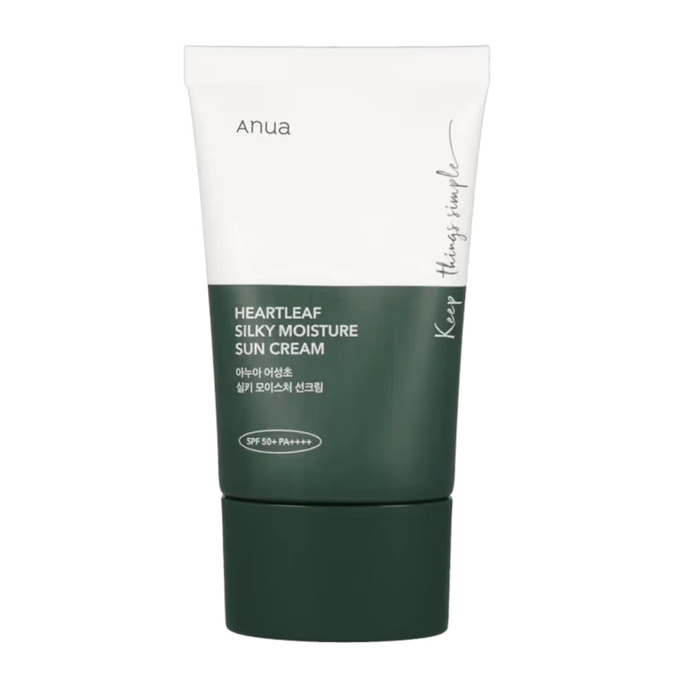 ANUA Heartleaf Silky Moisture Sun Cream — moisturizing daily sunscreen with heartleaf extract