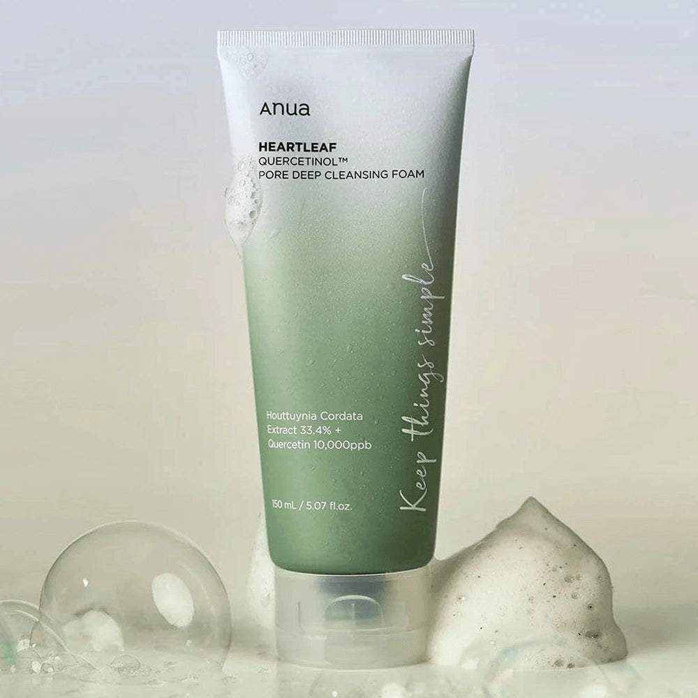 ANUA Heartleaf Succinic Moisture Cleansing Foam — heartleaf and succinic acid soothe while cleansing