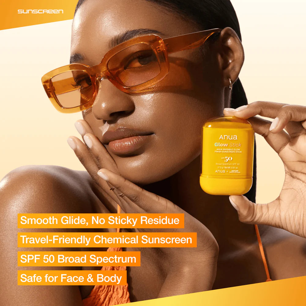 ANUA Invisible Glow Finish Sunscreen Stick SPF 50+ — easy to reapply over makeup and on the go