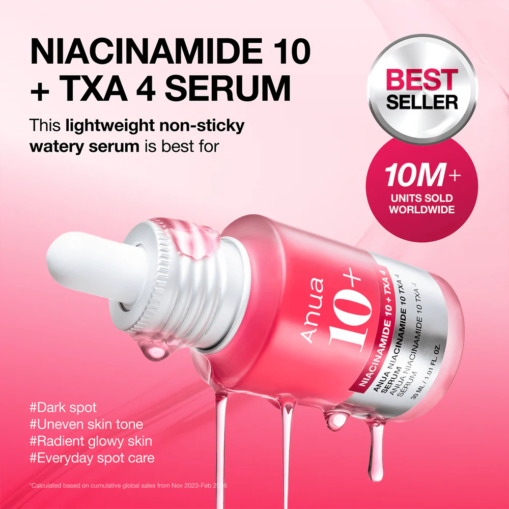 ANUA Niacinamide 10% + TXA 4% Serum — targets stubborn dark spots and post-blemish marks