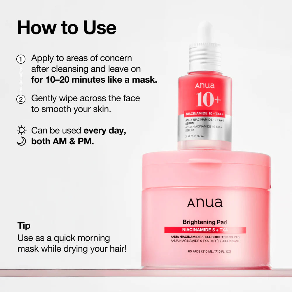 ANUA Niacinamide 5 TXA Brightening Pad — keeps skin hydrated while brightening