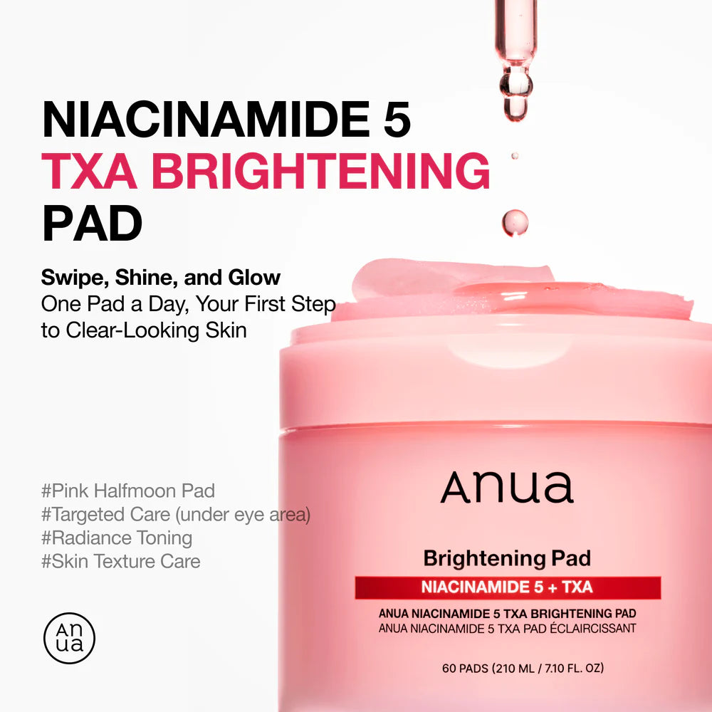 ANUA Niacinamide 5 TXA Brightening Pad — 5% niacinamide brightens for a clearer, more even tone