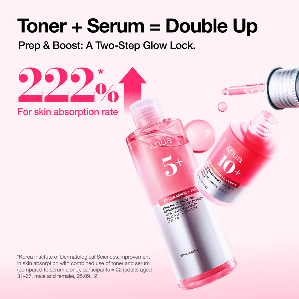 ANUA Niacinamide TXA Brightening Booster Toner — gentle enough for daily morning and night use