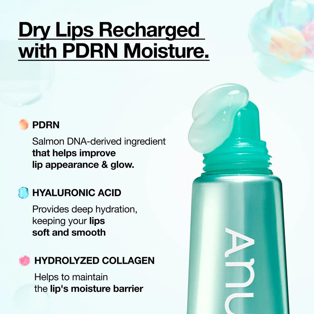 ANUA PDRN Hyaluron Lip Serum — leaves a soft, glossy, non-sticky finish