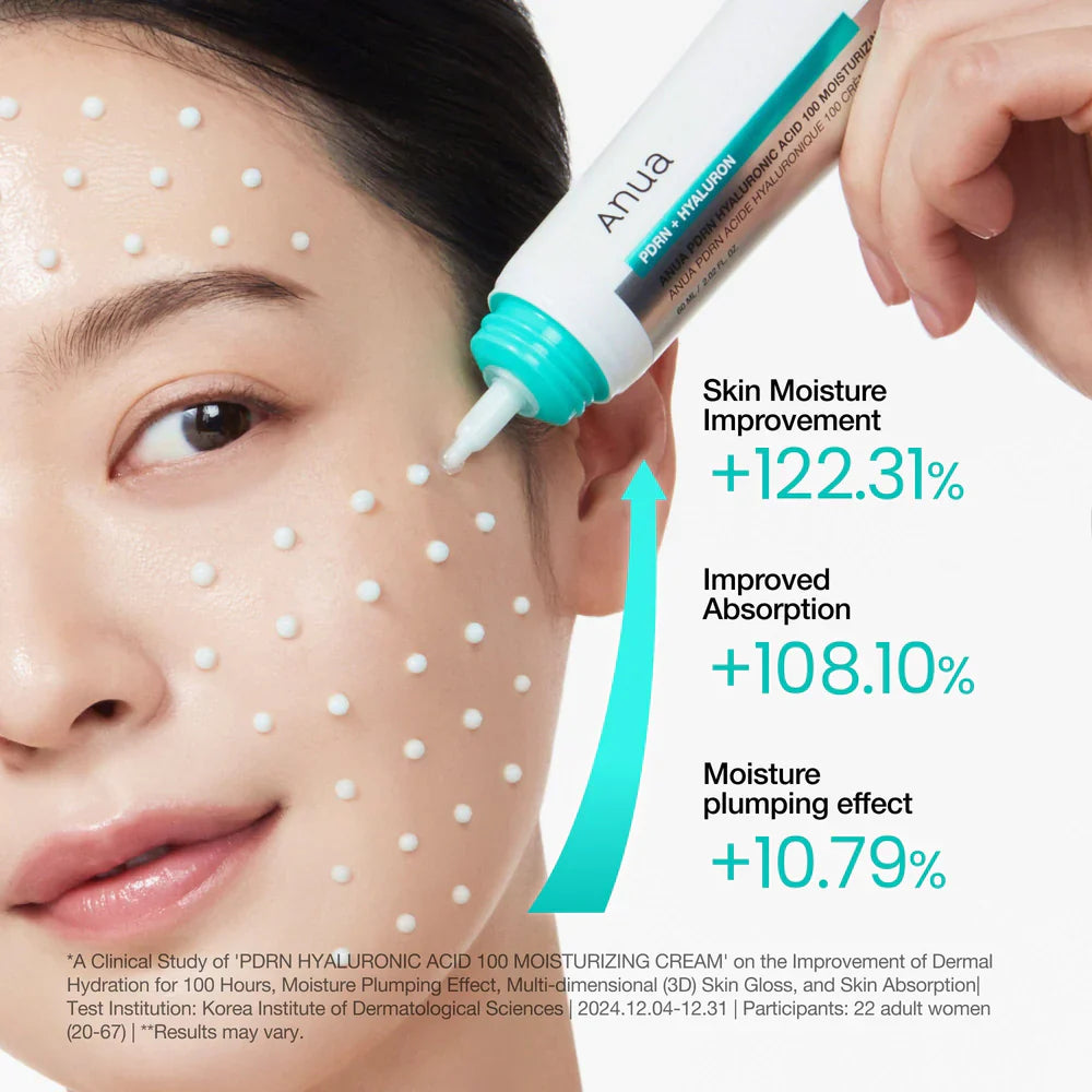 ANUA PDRN Hyaluronic Acid 100 Moisturizing Cream — salmon PDRN helps revitalize and strengthen the skin