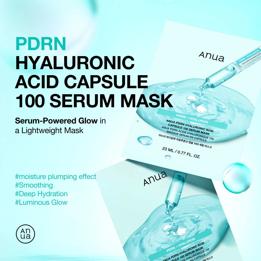 ANUA PDRN Hyaluronic Acid Capsule 100 Serum Mask — salmon PDRN helps revitalize tired, dull skin