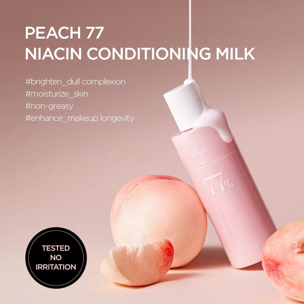 ANUA Peach 77 Niacin Conditioning Milk — peach and niacinamide brighten while deeply moisturizing