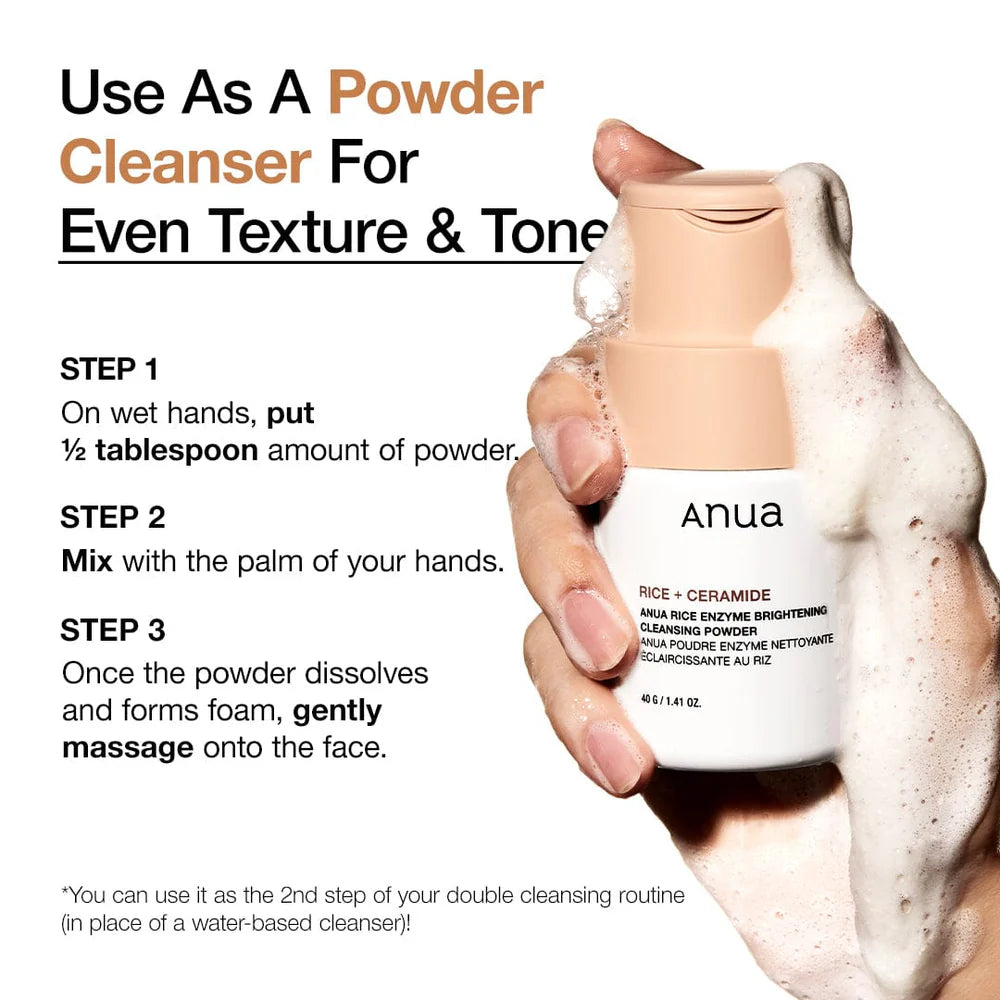 Anua Rice Enzyme Brightening Cleansing Powder — how to use