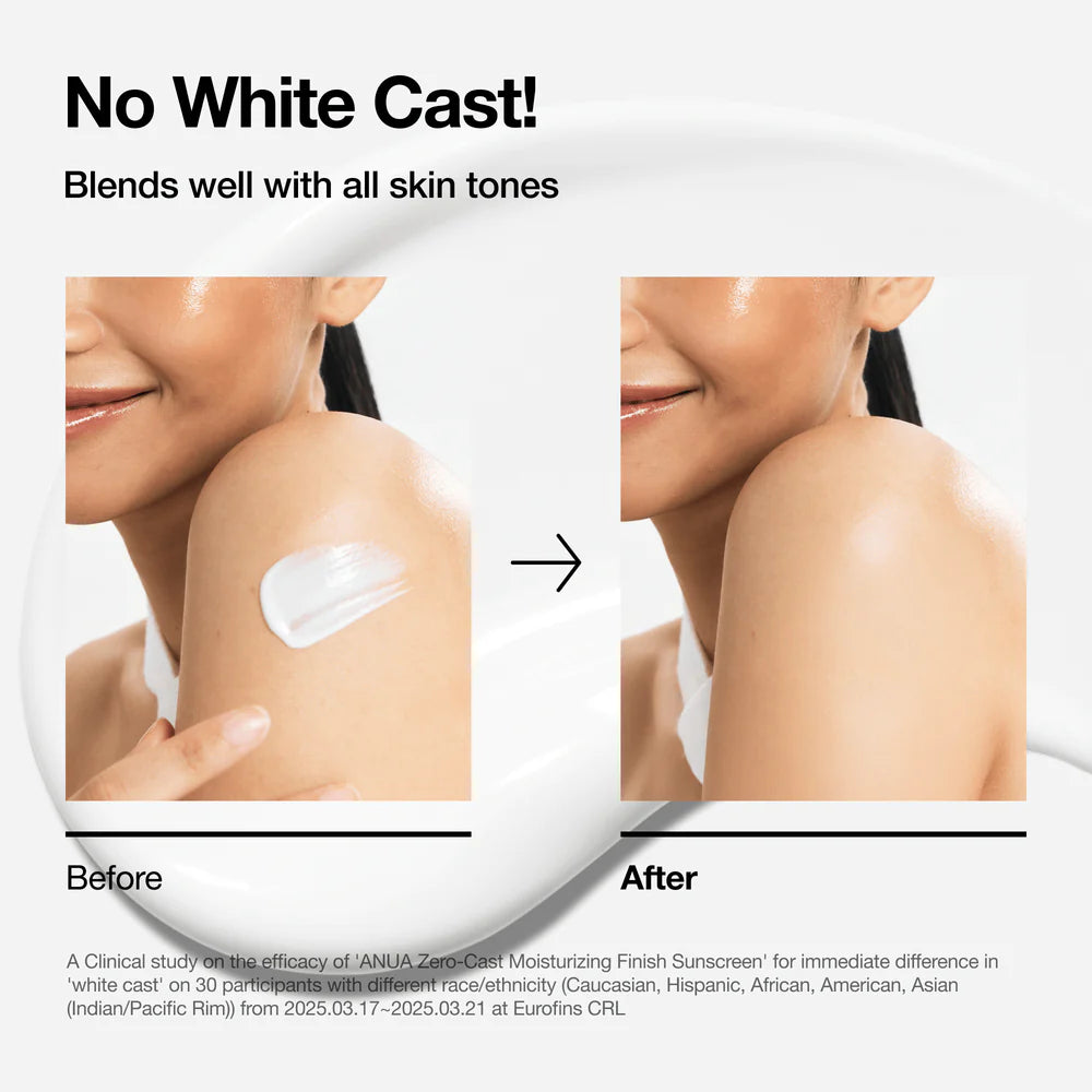Anua Zero-cast Moisturizing Finish Sunscreen — application
