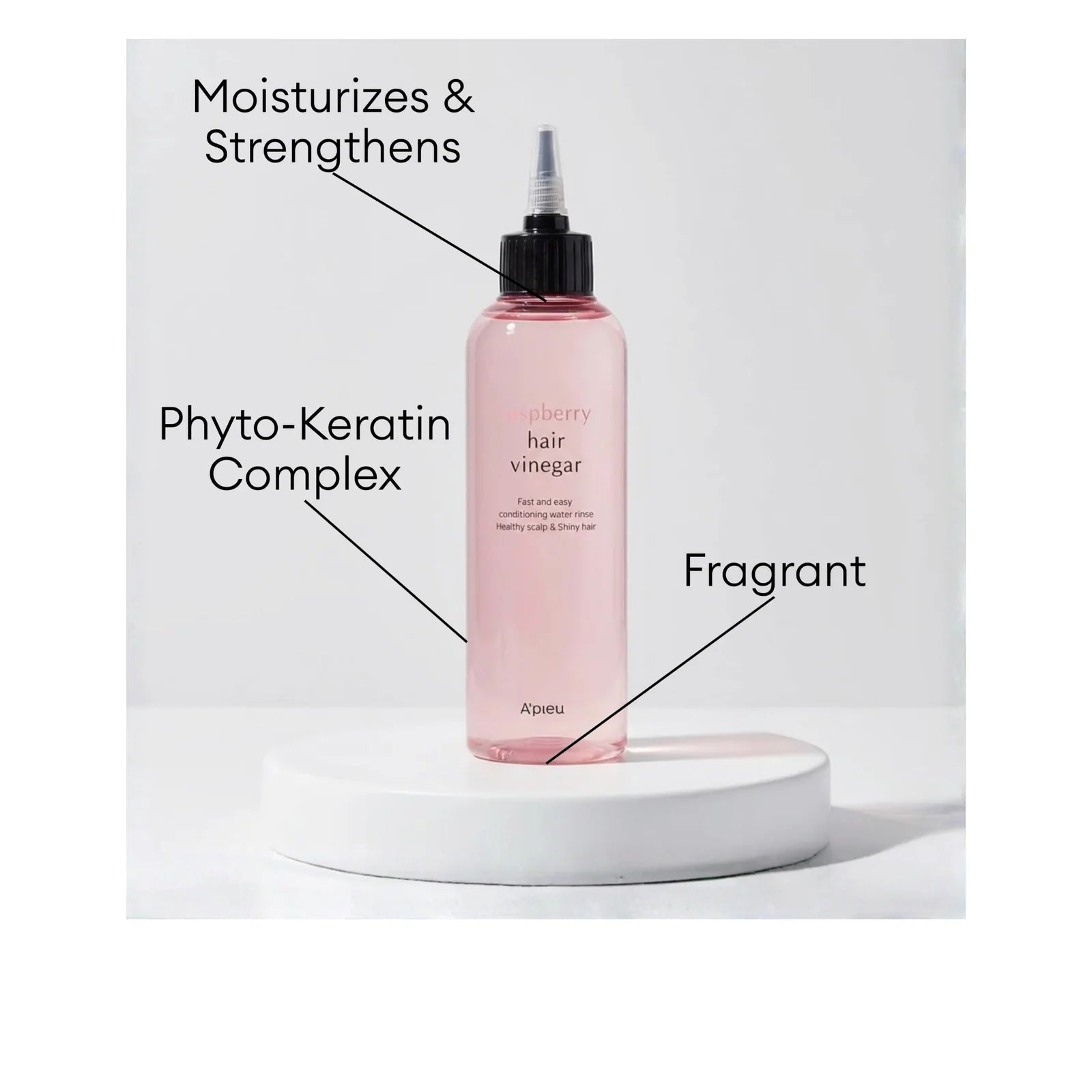 A'pieu Raspberry Hair Vinegar refreshes oily roots and nourishes dry, damaged hair
