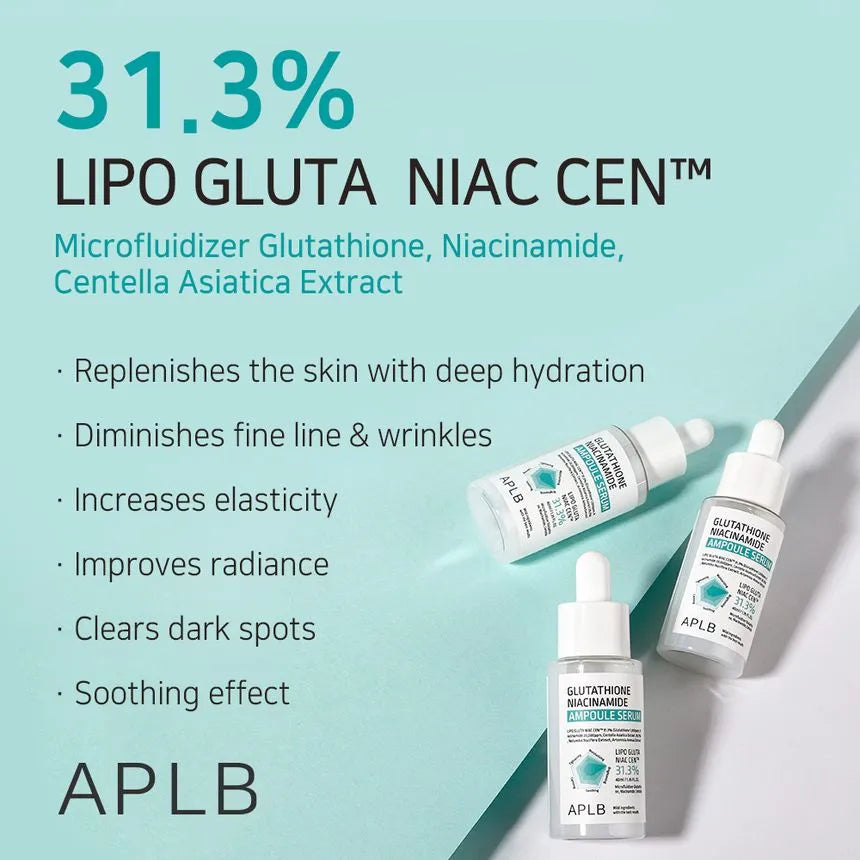 APLB Glutathione Niacinamide Ampoule Serum — with glutathione and niacinamide