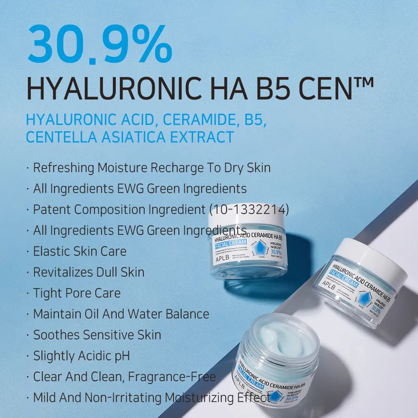 APLB Hyaluronic Acid Ceramide HA B5 Facial Cream — with ceramides, hyaluronic acid and B5