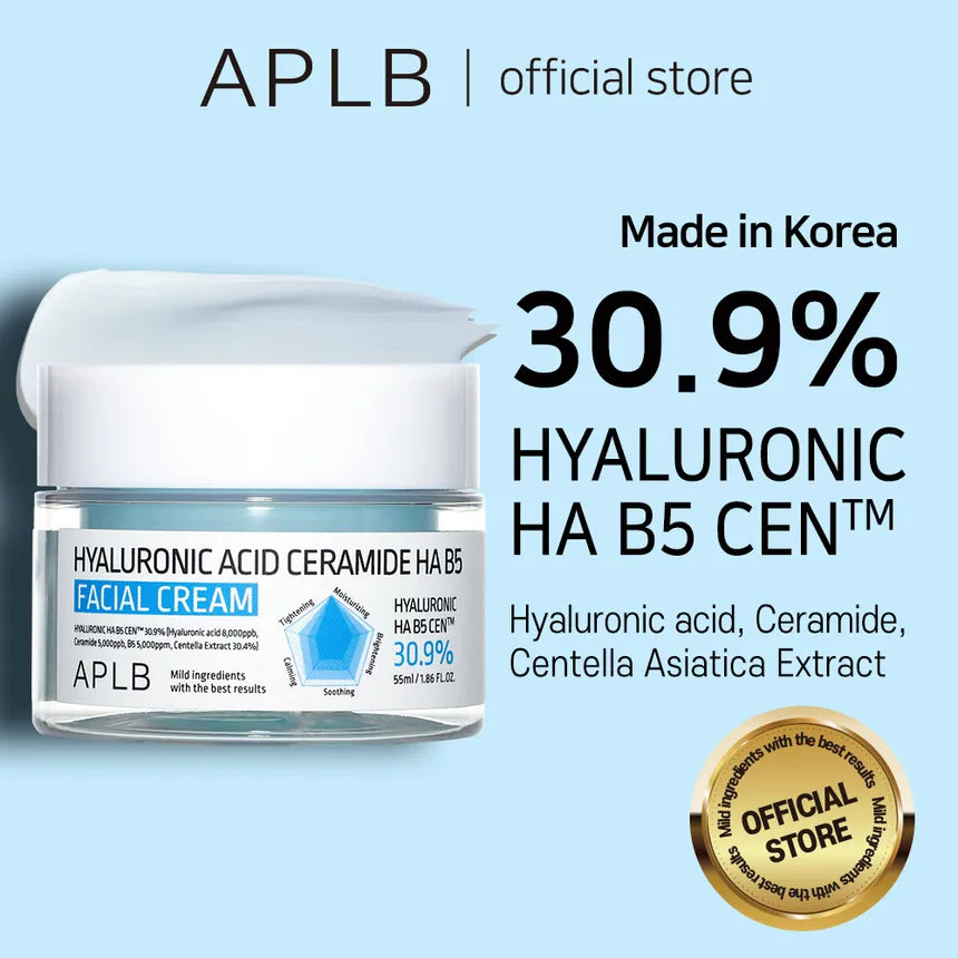APLB Hyaluronic Acid Ceramide HA B5 Facial Cream — deeply hydrates the skin