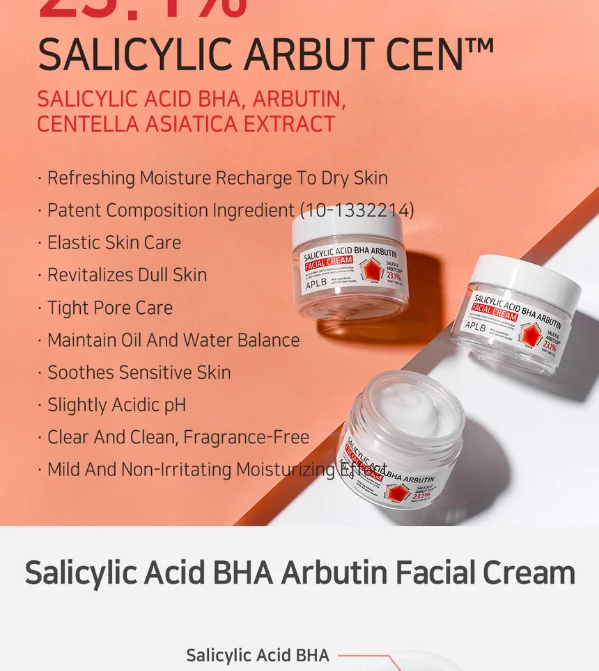 APLB Salicylic Acid BHA Arbutin Facial Cream — with salicylic acid (BHA) and arbutin