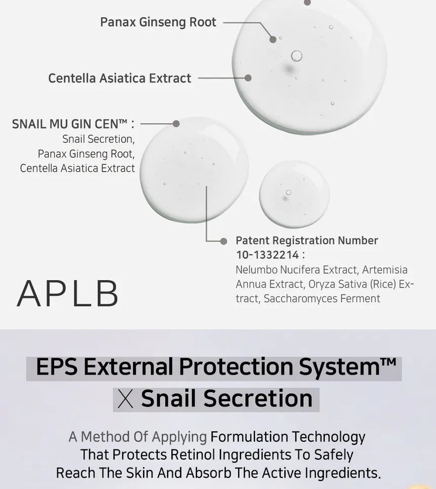 APLB Snail Mucin Ginseng Ampoule Serum — hydrates and plumps the skin