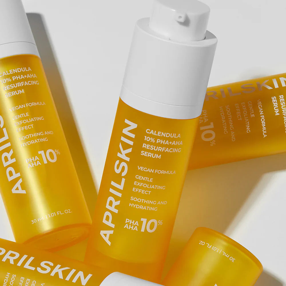 APRILSKIN Calendula 10% PHA + AHA Resurfacing Serum smooths rough skin texture