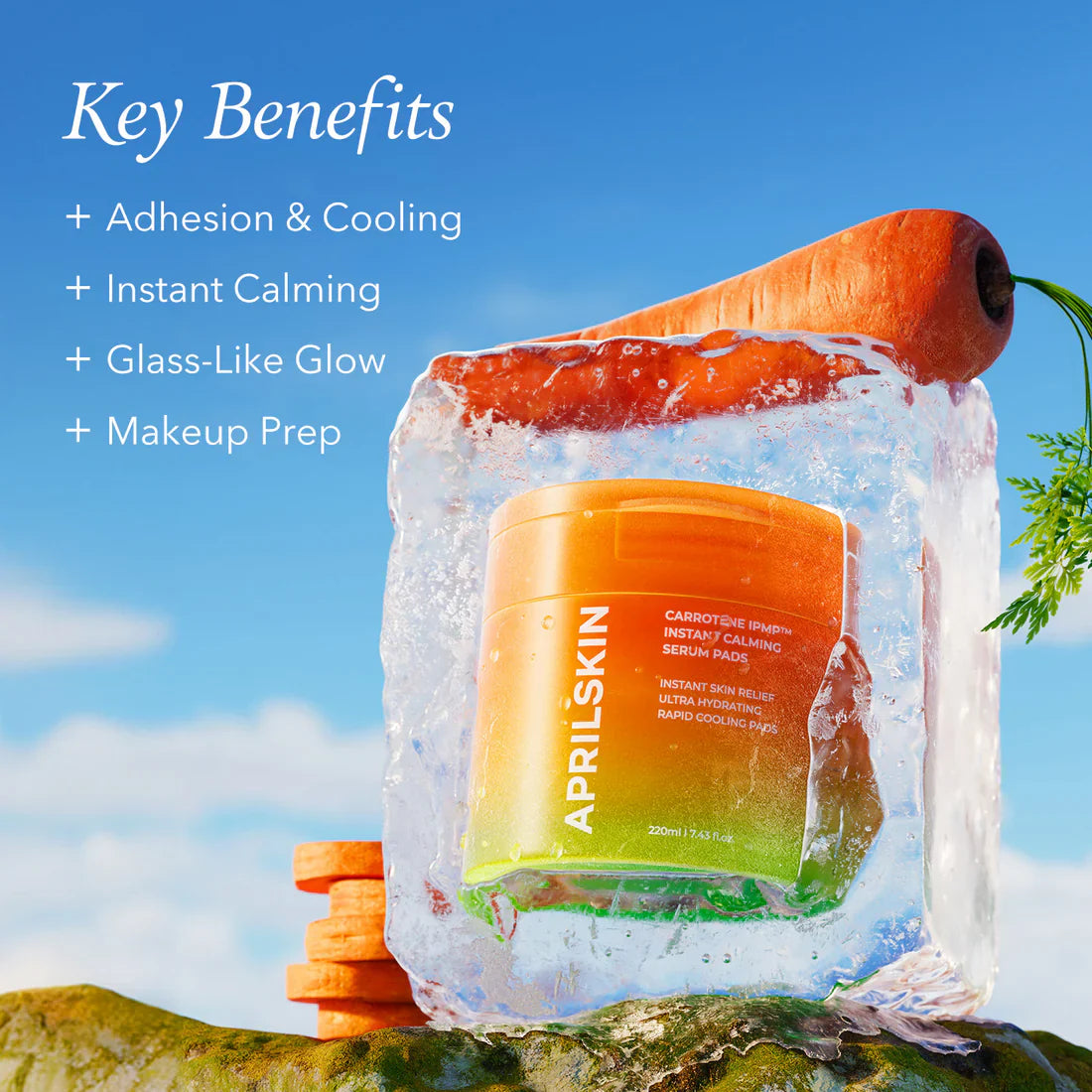 APRILSKIN Carrotene IPMP Instant Calming Serum Pads dual-textured for sweep and polish