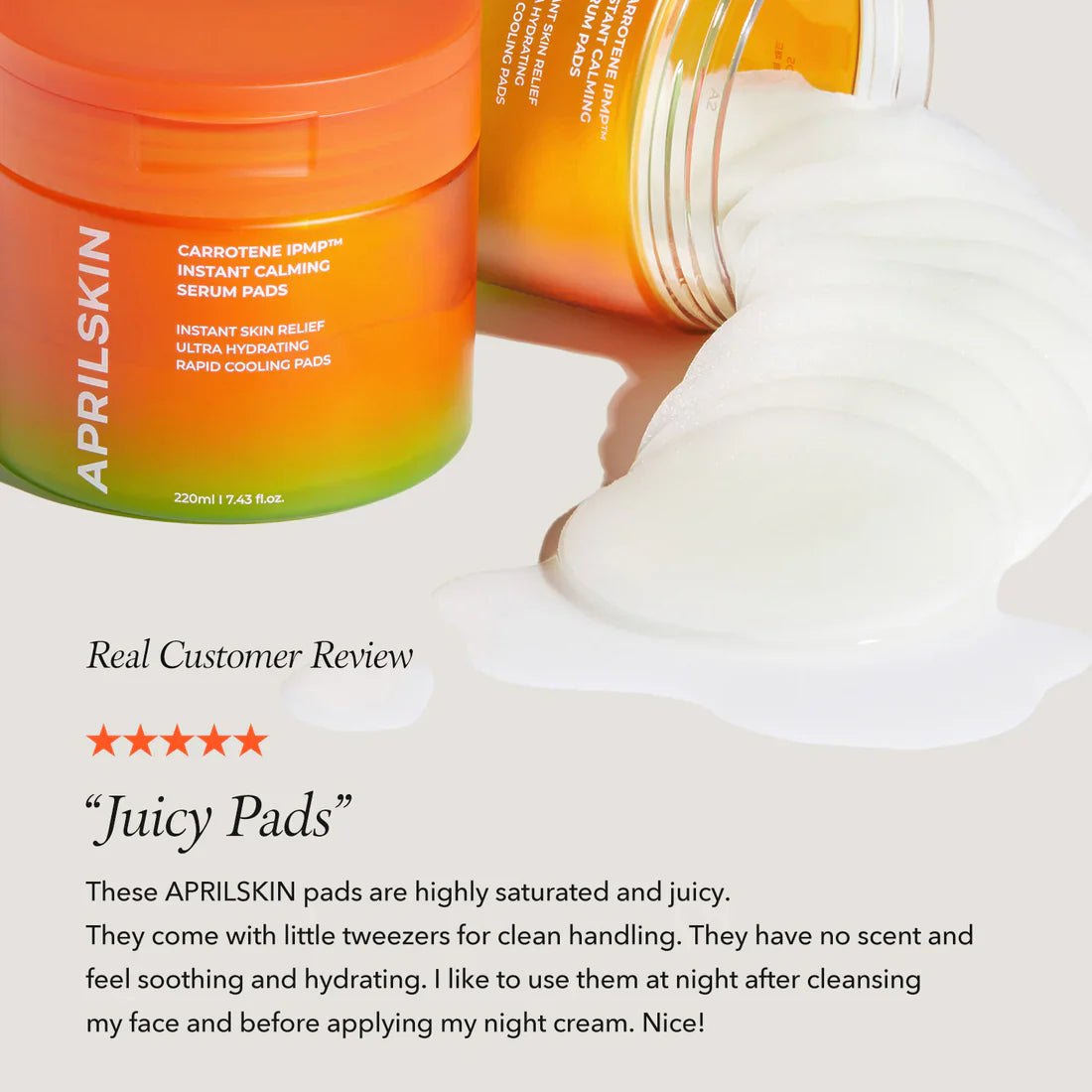 APRILSKIN Carrotene IPMP Instant Calming Serum Pads prep skin for better absorption