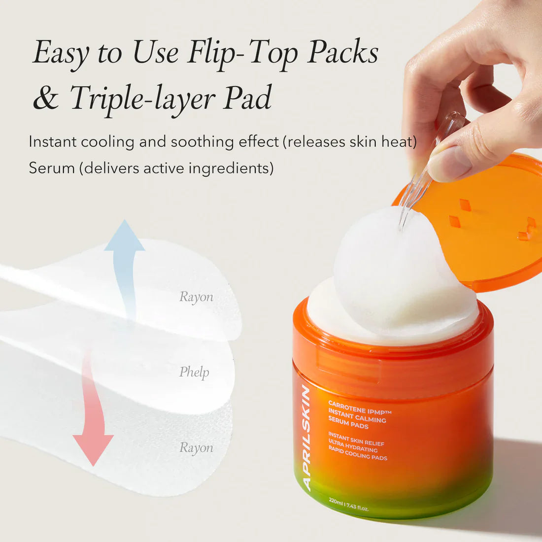 APRILSKIN Carrotene IPMP Instant Calming Serum Pads — calming serum pads that soothe and refresh skin