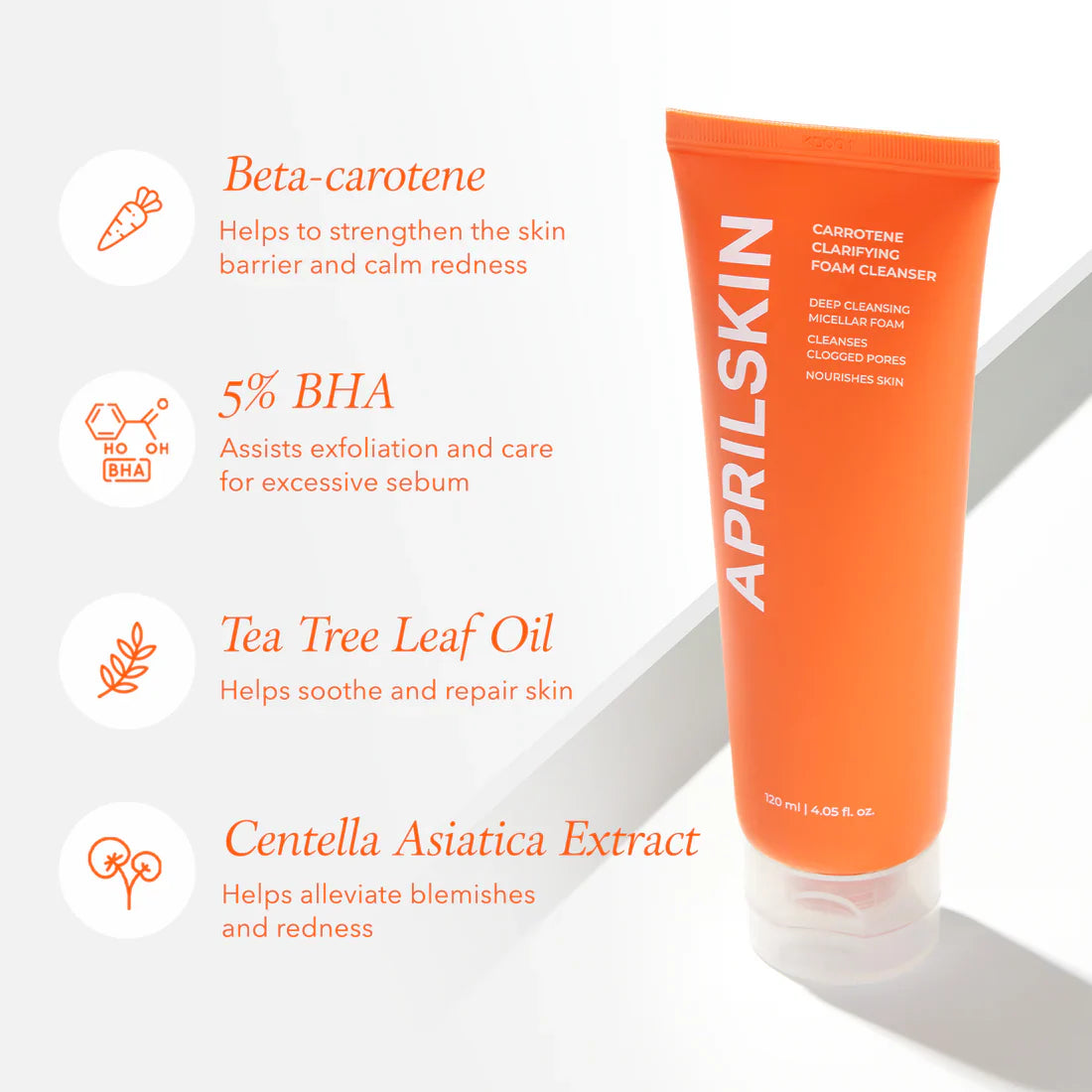 APRILSKIN Real Carrotene Acne Foam Cleanser — acne foam cleanser that clears and calms blemish-prone skin
