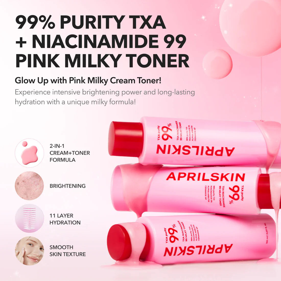 APRILSKIN TXA Niacinamide 99 Milky Toner preps skin for better absorption