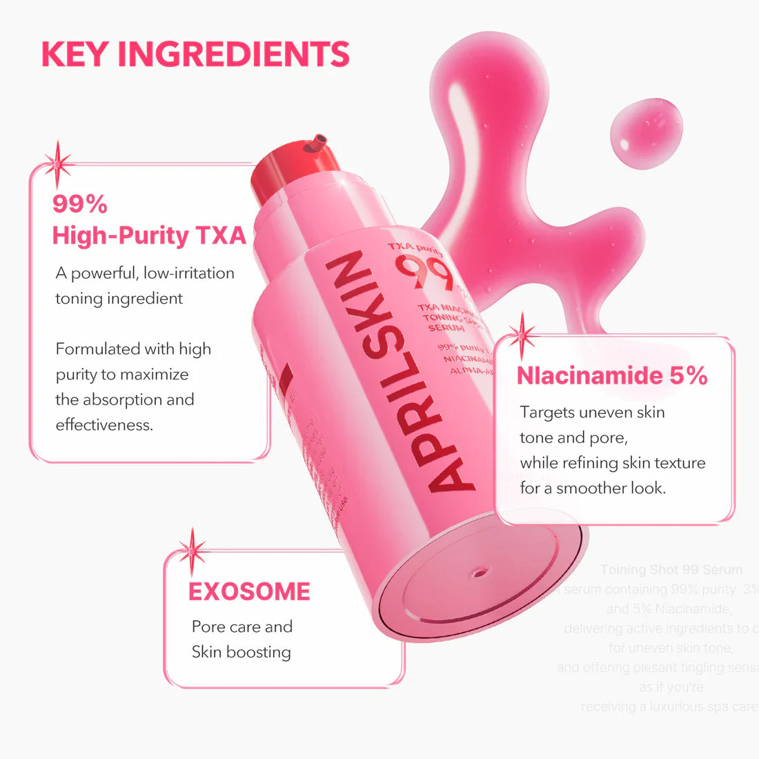 APRILSKIN TXA Niacinamide Toning Shot 99 Serum lightweight fast-absorbing texture